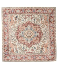 Square outdoor rug vintage - Valenca Fino cream/red - overzicht, thumbnail
