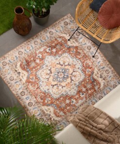 Square outdoor rug vintage - Valenca Fino terracotta - sfeer