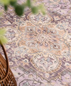 Vintage outdoor rug​ round - Valenca Fino purple/pink