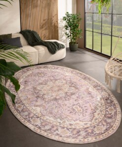 Oval outdoor rug vintage - Valenca Fino purple/pink - sfeer, thumbnail