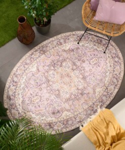 Oval outdoor rug vintage - Valenca Fino purple/pink - sfeer, thumbnail
