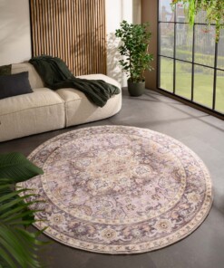 Vintage outdoor rug​ round - Valenca Fino purple/pink - sfeer