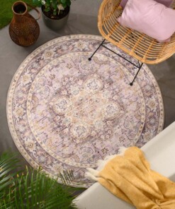 Vintage outdoor rug​ round - Valenca Fino purple/pink - sfeer