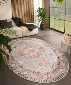 Oval outdoor rug vintage - Valenca Fino light blue - sfeer