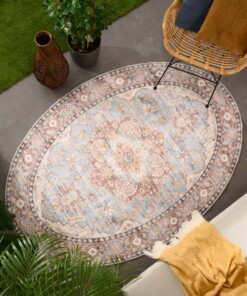 Oval outdoor rug vintage - Valenca Fino light blue - sfeer