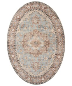 Oval outdoor rug vintage - Valenca Fino light blue - overzicht