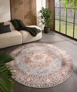 Vintage outdoor rug​ round - Valenca Fino light blue - sfeer