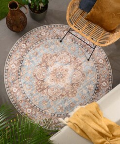 Vintage outdoor rug​ round - Valenca Fino light blue - sfeer