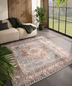Square outdoor rug vintage - Valenca Fino light blue - sfeer, thumbnail