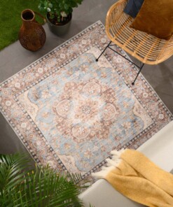 Square outdoor rug vintage - Valenca Fino light blue - sfeer, thumbnail