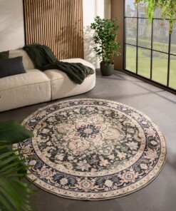 Vintage outdoor rug​ round - Valenca Fino beige/green - sfeer