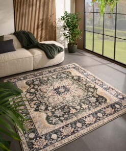 Square outdoor rug vintage - Valenca Fino beige/green - sfeer, thumbnail