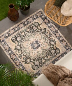 Square outdoor rug vintage - Valenca Fino beige/green - sfeer, thumbnail