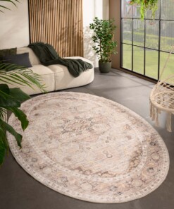 Oval outdoor rug vintage - Valenca Fino light grey/beige - sfeer