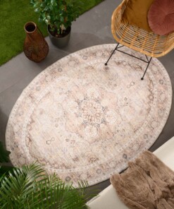 Oval outdoor rug vintage - Valenca Fino light grey/beige - sfeer