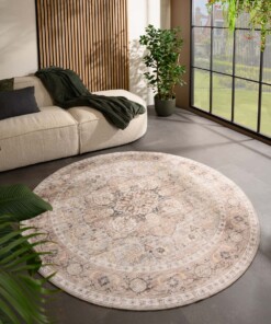 Vintage outdoor rug​ round - Valenca Fino light grey/beige - sfeer, thumbnail