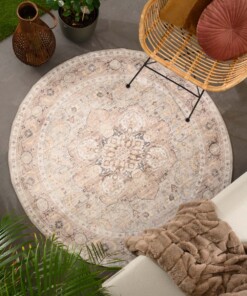 Vintage outdoor rug​ round - Valenca Fino light grey/beige - sfeer, thumbnail