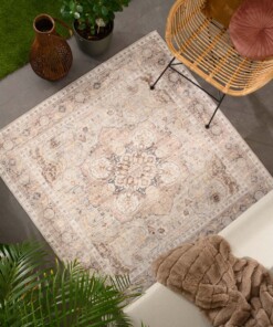 Square outdoor rug vintage - Valenca Fino light grey/beige - sfeer