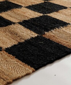 Jute rug - Patch natural/black - close up, thumbnail