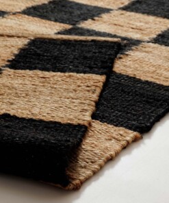 Jute rug - Patch natural/black - close up, thumbnail