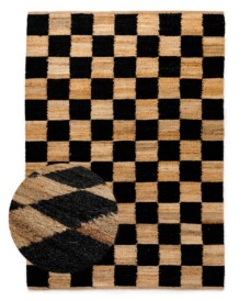 Jute rug - Patch natural/black - overzicht, thumbnail