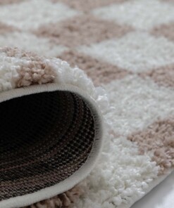 Checkerboard rug - Check ivory/beige - close up, thumbnail