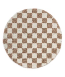 Round checkerboard rug - Check ivory/beige - overzicht