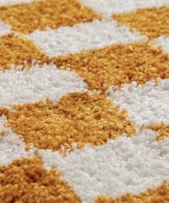 Checkerboard rug - Check ivory/gold - close up