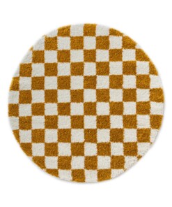 Round checkerboard rug - Check ivory/gold - overzicht, thumbnail