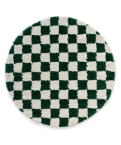 Round checkerboard rug - Check ivory/jade - overzicht