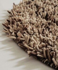 Round wool rug - Aurelia cream/brown - close up, thumbnail