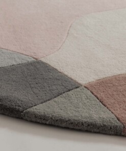 Round wool rug - Dune apricot - close up, thumbnail