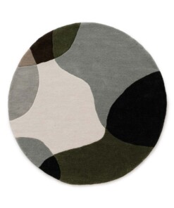 Round wool rug - Dune green - overzicht, thumbnail