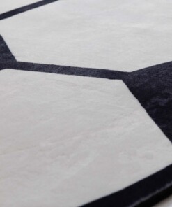 Football rug round - Fluffito Foot white/black - close up, thumbnail