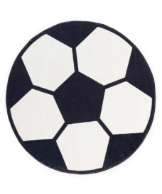 Football rug round - Fluffito Foot white/black - overzicht, thumbnail