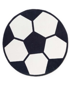 Football rug round - Fluffito Foot white/black - overzicht