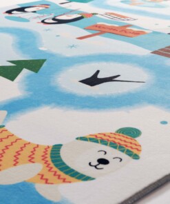 Soft childrens rug - Snugway Winter white/blue - close up