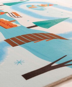 Soft childrens rug - Snugway Winter white/blue - close up, thumbnail