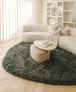Shaggy rug organic - Sveve Pebble moss green - sfeer