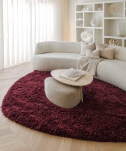 Shaggy rug organic - Sveve Pebble burgundy - sfeer