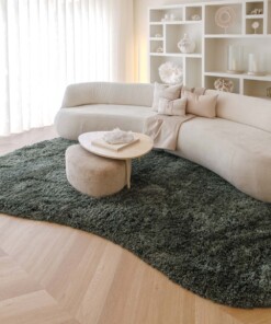 Shaggy rug organic - Sveve moss green - sfeer