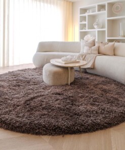Round shaggy rug​ - Sveve brown - sfeer