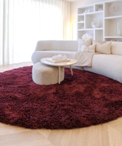 Round shaggy rug​ - Sveve burgundy - sfeer