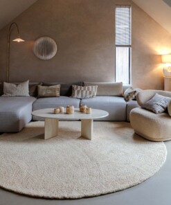 Round wool rug - Tvist licht beige - sfeer