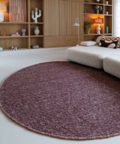 Round wool rug - Silvull burgundy - sfeer