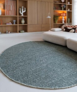 Round wool rug - Silvull green - sfeer