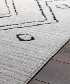 Berber rug - Beni Ouarain Bahij cream/black - close up, thumbnail