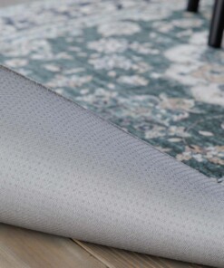 Oval outdoor rug vintage - Valenca Nova dark green - close up, thumbnail