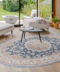 Oval outdoor rug vintage - Valenca Nova gold/blue - sfeer