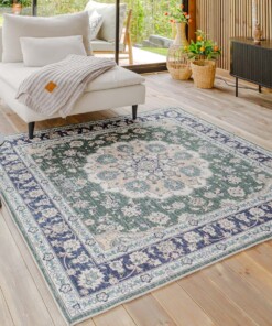 Square outdoor rug vintage - Valenca Nova dark green - sfeer, thumbnail